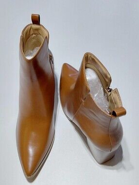 RILISTA Women's Tan Pointed-Toe Cutout  Ankle Boots Size 8.5